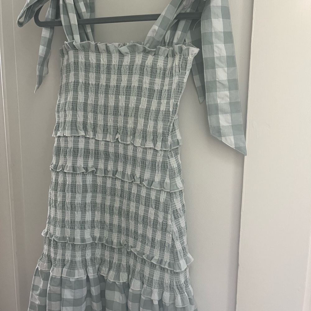 Gingham Checkered Dress in Gray